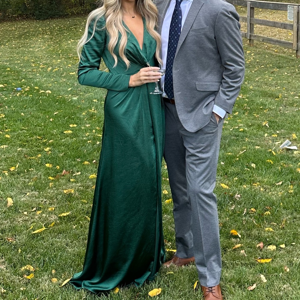 Lulu's Deep Green Long Sleeve Dress